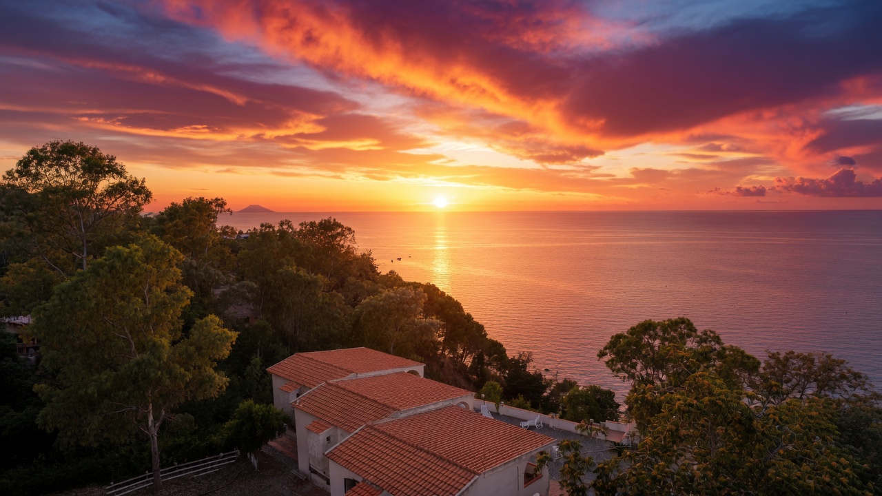 Tramonto sul mare dalla struttura